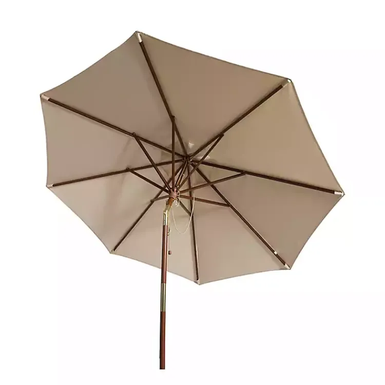Kirklands Home Beige 9 ft. Eucalyptus Outdoor Umbrella Tan Hot
