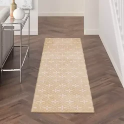 Kirklands Home Beige & Ivory Quatrefoil Indoor/Outdoor Runner Clearance