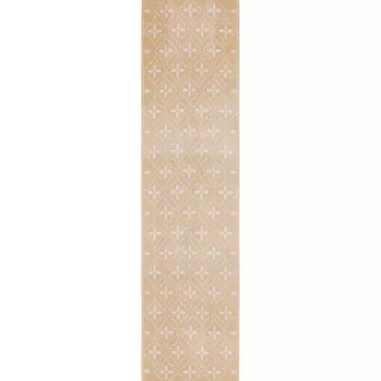 Kirklands Home Beige & Ivory Quatrefoil Indoor/Outdoor Runner Clearance