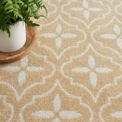 Kirklands Home Beige & Ivory Quatrefoil Indoor/Outdoor Runner Clearance