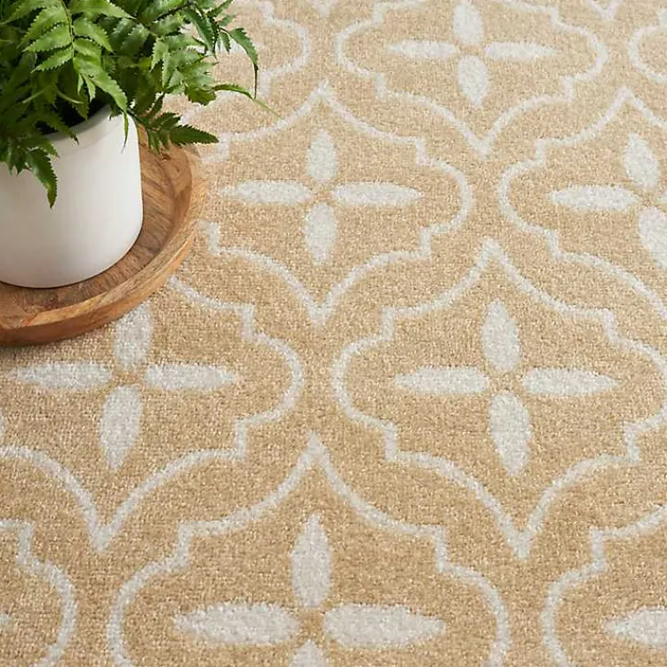 Kirklands Home Beige & Ivory Quatrefoil Indoor/Outdoor Runner Clearance