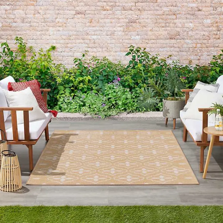 Kirklands Home Beige & Ivory Quatrefoil Indoor/Outdoor Rug, 4x6 Hot