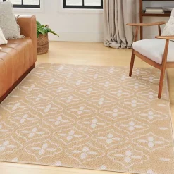 Kirklands Home Beige & Ivory Quatrefoil Indoor/Outdoor Rug, 4x6 Hot