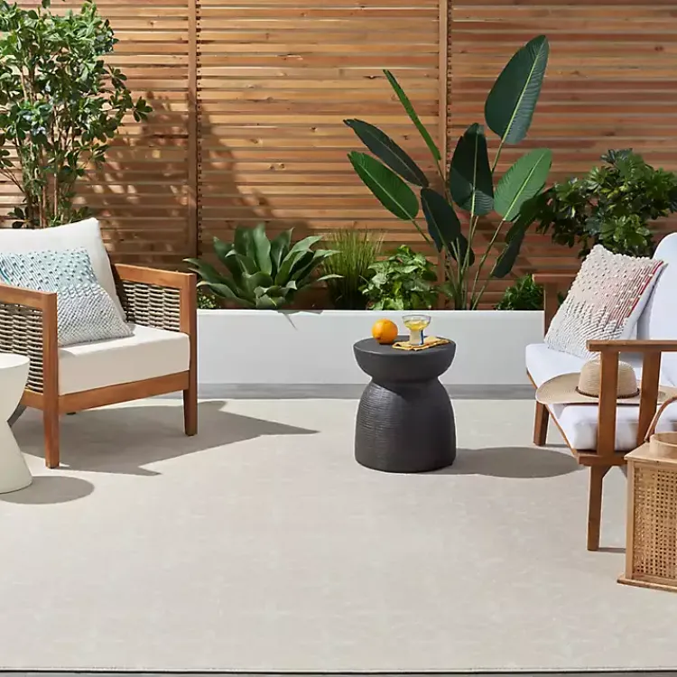 Kirklands Home Beige & Ivory Quatrefoil Indoor/Outdoor Rug, 8x10 Discount