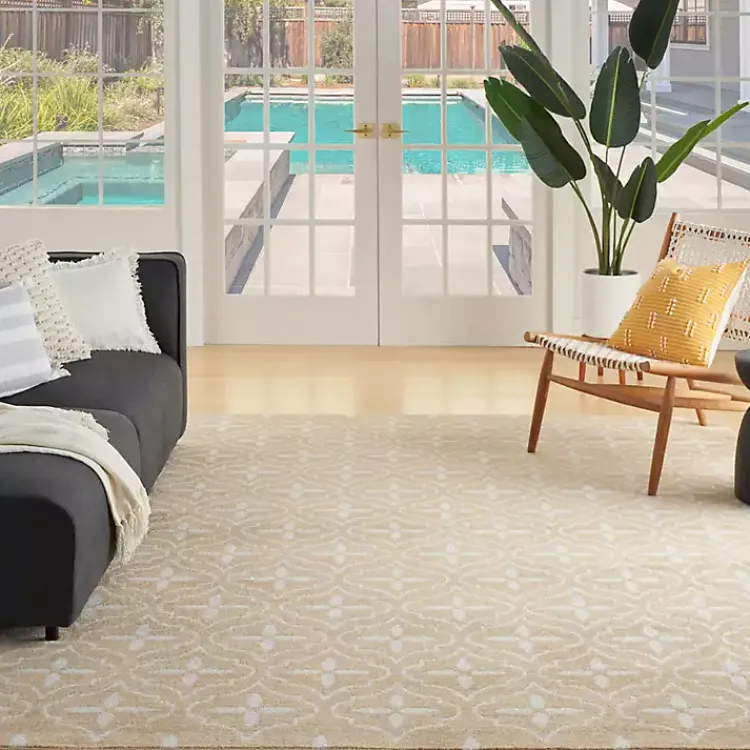Kirklands Home Beige & Ivory Quatrefoil Indoor/Outdoor Rug, 8x10 Discount