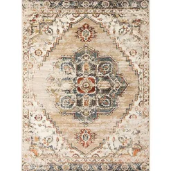 Kirklands Home Beige and Gold Medallion Area Rug, 5x7 Outlet