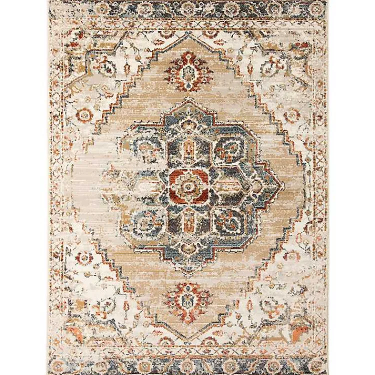 Kirklands Home Beige and Gold Medallion Area Rug, 7x9