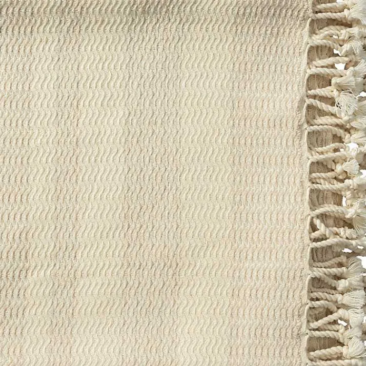 Blankets & Throws>Kirklands Home Beige and White Stripes Cotton Throw Tan