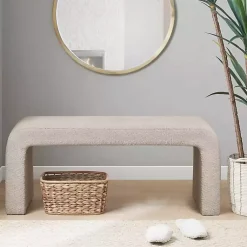 Kirklands Home Beige Boucle Waterfall Bench Brown Online