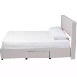 Kirklands Home Beige Braylon Upholstered 3-Drawer Queen Bed Tan Best