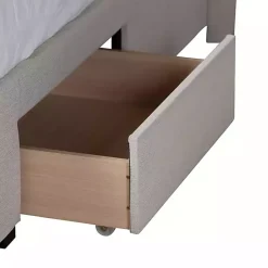 Kirklands Home Beige Braylon Upholstered 3-Drawer Queen Bed Tan Best