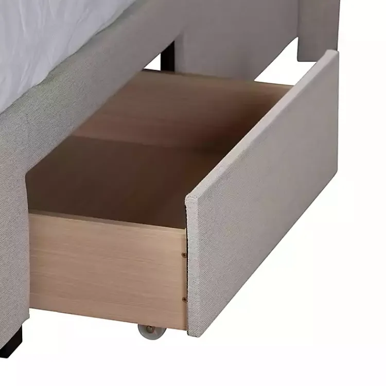 Kirklands Home Beige Braylon Upholstered 3-Drawer Queen Bed Tan Best