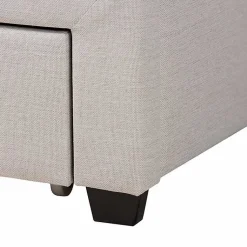 Kirklands Home Beige Braylon Upholstered 3-Drawer Queen Bed Tan Best