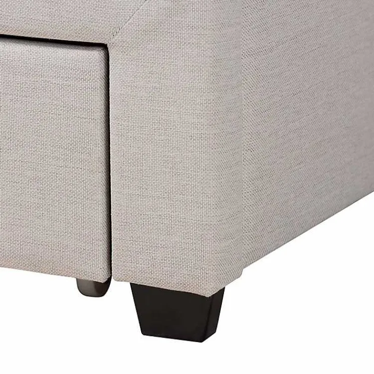 Kirklands Home Beige Braylon Upholstered 3-Drawer Queen Bed Tan Best
