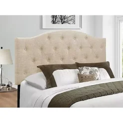 Kirklands Home Beige Bryne Button Tufted King Headboard Tan Sale