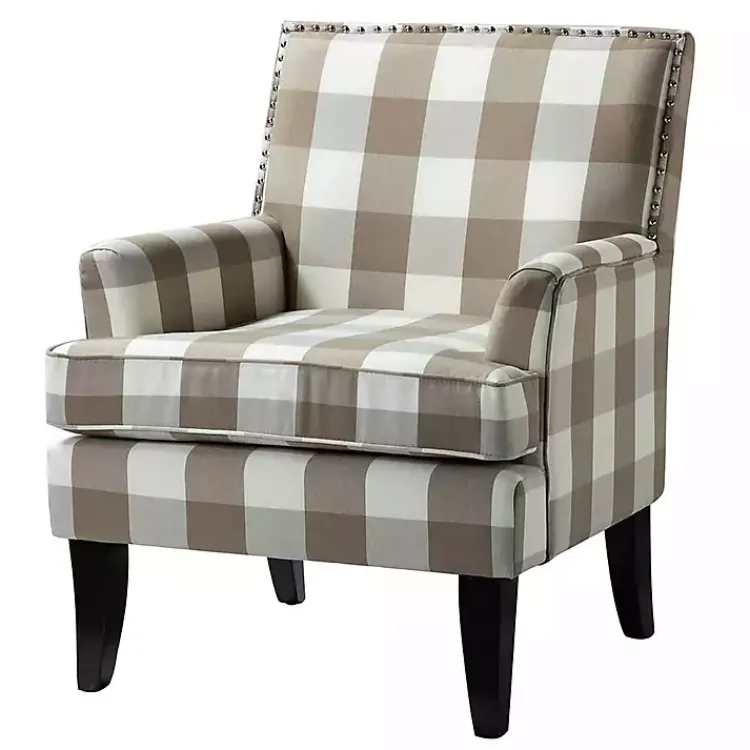 Kirklands Home Beige Buffalo Check Upholstered Armchair Brown Best