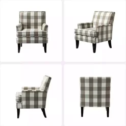 Kirklands Home Beige Buffalo Check Upholstered Armchair Brown Best