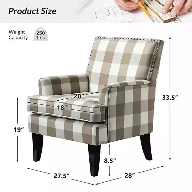 Kirklands Home Beige Buffalo Check Upholstered Armchair Brown Best