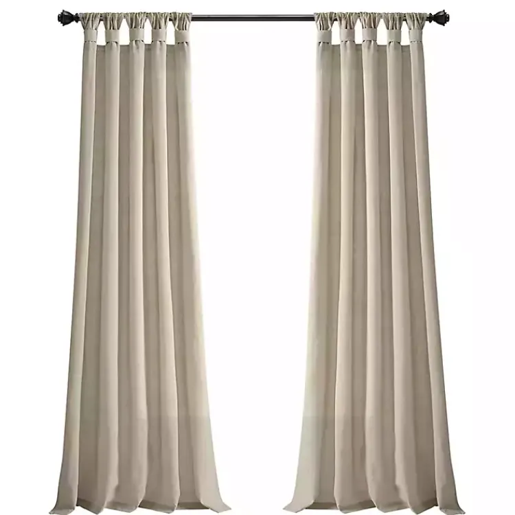 Kirklands Home Beige Burlap Knotted Curtain Panel Set, 108 in. Tan Discount