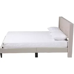 Kirklands Home Beige Button Tufted Headboard Full Platform Bed Tan Outlet