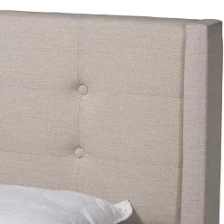 Kirklands Home Beige Button Tufted Headboard Full Platform Bed Tan Outlet