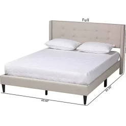 Kirklands Home Beige Button Tufted Headboard Full Platform Bed Tan Outlet