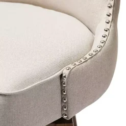 Kirklands Home Beige Button Tufted Swivel Bar Stools, Set of 2 Ivory New