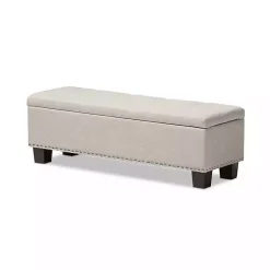 Kirklands Home Beige Button-Tufted Upholstered Storage Bench Tan Sale