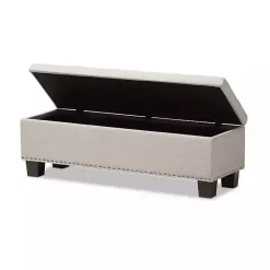 Kirklands Home Beige Button-Tufted Upholstered Storage Bench Tan Sale