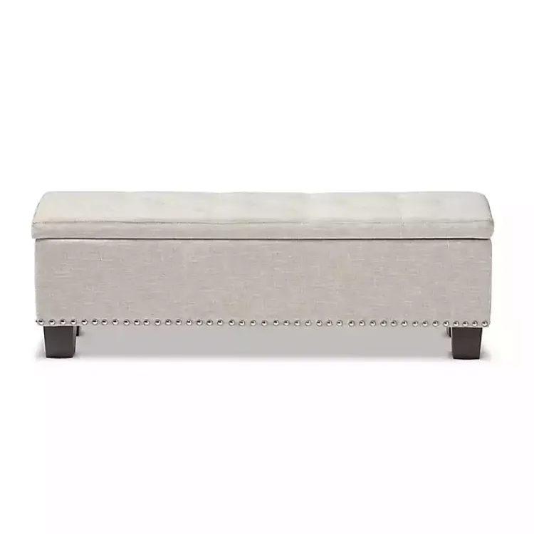 Kirklands Home Beige Button-Tufted Upholstered Storage Bench Tan Sale