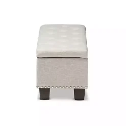 Kirklands Home Beige Button-Tufted Upholstered Storage Bench Tan Sale