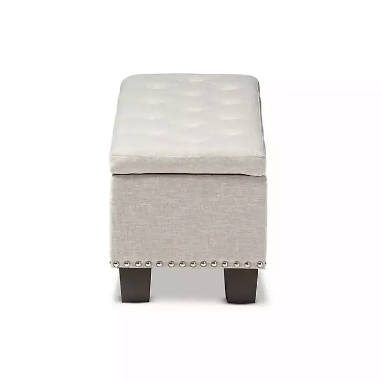 Kirklands Home Beige Button-Tufted Upholstered Storage Bench Tan Sale