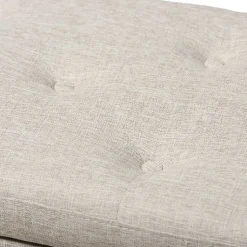 Kirklands Home Beige Button-Tufted Upholstered Storage Bench Tan Sale