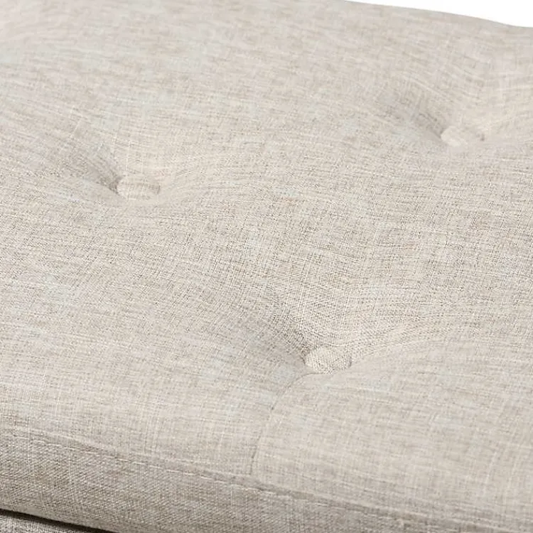 Kirklands Home Beige Button-Tufted Upholstered Storage Bench Tan Sale