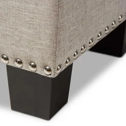 Kirklands Home Beige Button-Tufted Upholstered Storage Bench Tan Sale