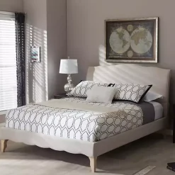 Kirklands Home Beige Classic French Queen Platform Bed Tan Best