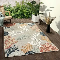 Kirklands Home Beige Coral Reef Area Rug, 5x7 Tan