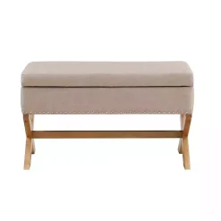 Kirklands Home Beige Crossed Storage Ottoman Tan Online