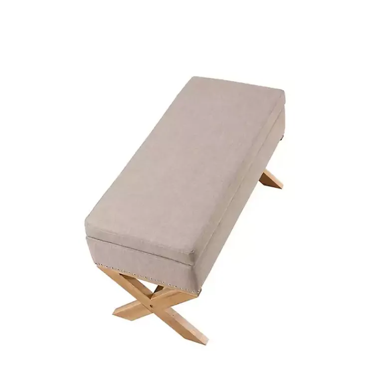 Kirklands Home Beige Crossed Storage Ottoman Tan Online