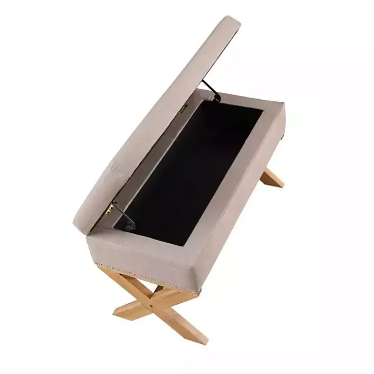 Kirklands Home Beige Crossed Storage Ottoman Tan Online