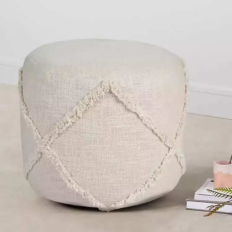 Poufs & Floor Cushions>Kirklands Home Beige Diamond Tufted Pouf Tan