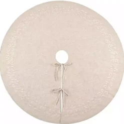 Christmas Tree Skirts & Collars>Kirklands Home Beige Embroidered Tree Skirt Tan