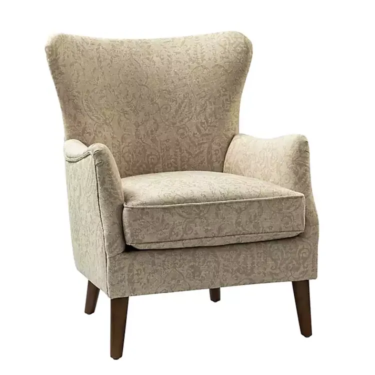 Kirklands Home Beige Floral Damask Wingback Accent Chair Tan Discount
