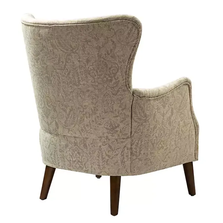 Kirklands Home Beige Floral Damask Wingback Accent Chair Tan Discount