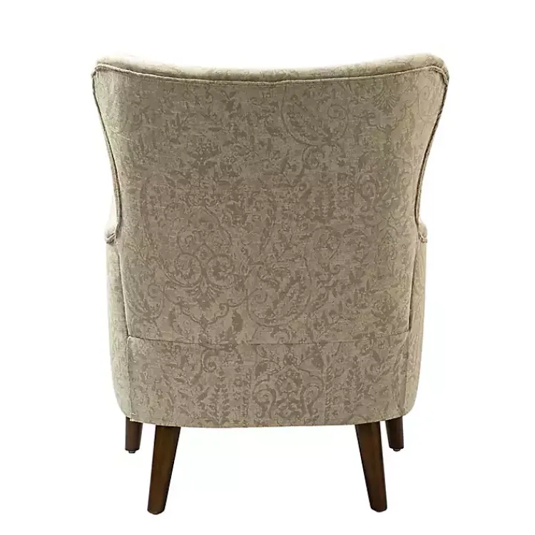 Kirklands Home Beige Floral Damask Wingback Accent Chair Tan Discount