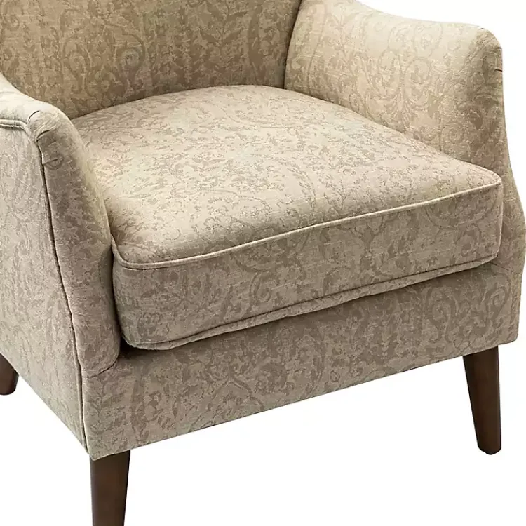Kirklands Home Beige Floral Damask Wingback Accent Chair Tan Discount