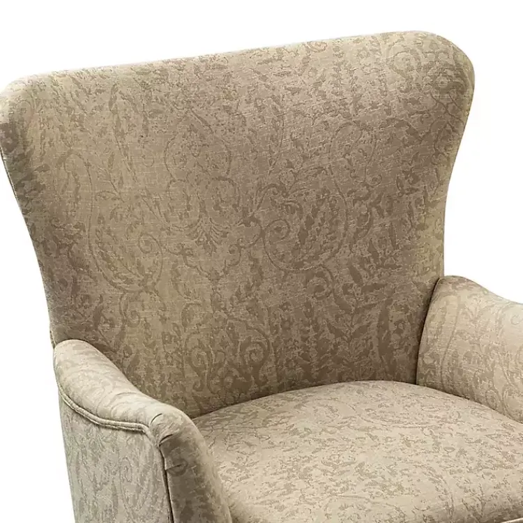 Kirklands Home Beige Floral Damask Wingback Accent Chair Tan Discount