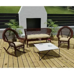 Kirklands Home Beige French Edge 3-pc. Outdoor Wicker Cushion Set Tan Sale