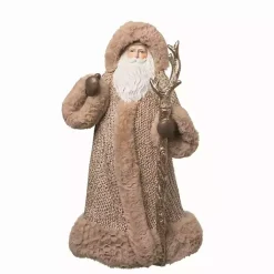 Christmas Decorations>Kirklands Home Beige Fur Robe Staff Santa Christmas Statue