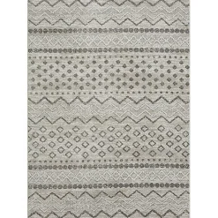 Kirklands Home Beige Geometric Stripe Washable Area Rug, 5x7 New